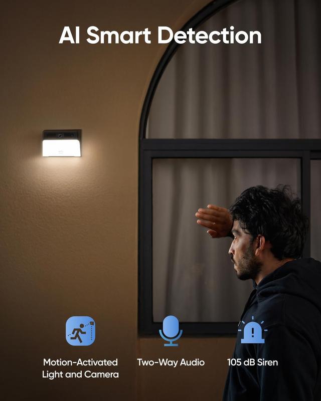 Luz de parede solar Cam eufy Security S120 2K Camera IP65 - Câmera